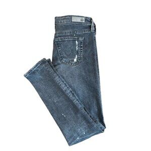 AG Adriano Goldschmied Grey Legging Ankle Distressed Super Skinny Jeans SZ 25R